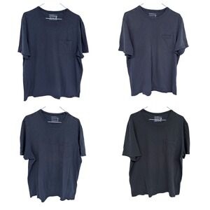 Lot of 4 Faherty Sunwashed Pocket T Shirts Large Blue Grey Casual Organic Cotton